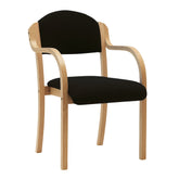 Nautilus Designs Tahara Stackable Conference/Visitor Chair With Arms Black Fabric Padded Seat & Backrest and Beech Frame - DPA2050/A/BE/BK DD